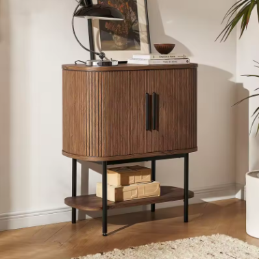 Mopio Quin Storage ,Tambour Fluted Entryway Accent Sofa Tabes, Buffet Sideboard with Doors & Shelves,Pantry Coffee Wine Bar