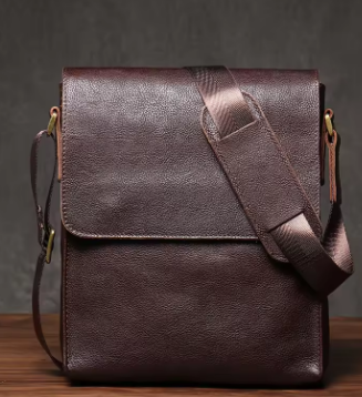 ROOG Men's Genuine Leather Satchel Daily Casual Shoulder Sling Bag High Quality Crossbody Fashion Messenger Bags For 8 Inch IPad