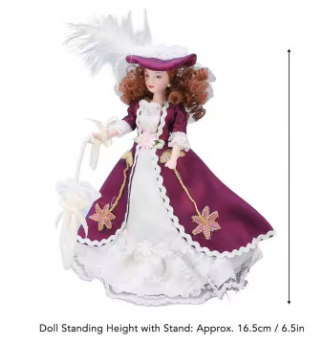Doll House Servant 1:12 Doll House Miniature Turnable Ceramic Victorian Servant Toy Decoration with Stand