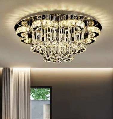 Crystal Ceiling Lamp Modern Minimalist Pendant Villa Living Room Lamp Designer LED Lighting Square Round Ceiling Chandelier
