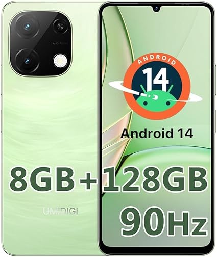UMIDIGI G9T Cell Phone, Android 14 Smartphone Unlocked, 6.75" HD+ 90Hz Display, 5000mAh Battery, 18W Fast Charging, 8(4+4)+128GB/1TB TF, 13MP Camera, AI Face & Fingerprint Unlock, 4G Dual SIM, GPS