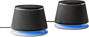 Amazon Basics Stereo 2.0 Speakers for PC or Laptop, 3.5mm Aux input, USB-Powered, 1 Pair, Black