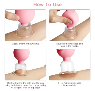 Face Massager Vacuum Cupping Cups Rubber Head Glass Cup Face Skin Care Anti Wrinkle Face Cupping for Beauty Face Care Tool
