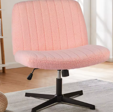 JHK Cross Legged Office Living Room Rocking Gaming Chair Armless Wide Desk Adjustable Swivel Fabric Task Vanity Home Office