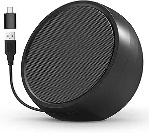 USB Computer Speaker for Laptop, PC, External Speakers for Desktop Computer, Crystal Clear Sound, Rich Bass, Loud Volume, Direct Control, Plug-N-Play (Black)
