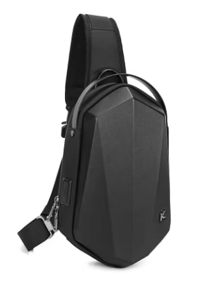 Hard Shell EVA Men's Bag Shoulder Bag Anti-theft Waterproof Male Crossbody Bag Casual Short Trip Chest Pack USB Charging