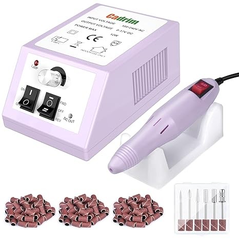 Cadrim Electric Nail Drill, Professional Nail Drill Machine, Nail Electric File for Acrylic Nails Gel Nail Glazing Nail Art Polisher Sets Manicure Pedicure Polishing Shape Efile Tools Kit, Taro Purple