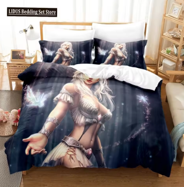 Fantasy Witch Dragon Llien World Bedding Set Boys Girls Twin Queen Size Duvet Cover Pillowcase Bed Kids Adult Home Textileextile