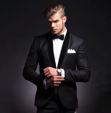 Black Suits for Men Wedding Groomsmen Single Breasted Shawl Lapel Jacket Pants Two Piece Terno Blazer Slim Fit Male Clothiing