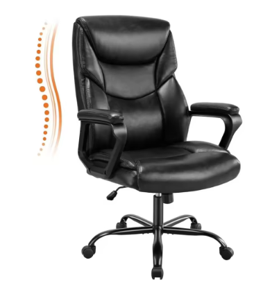Hming Chair with Armrests, Adjustable Swivel Rolling Desk Chair with Wheels, Lumbar Support, Black