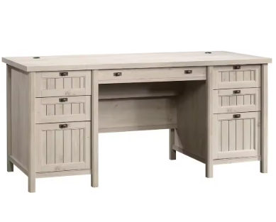 Sauder Costa Executive Desk, L: 65.12" x W: 29.53" x H: 30.0", Chalked Chestnut finish