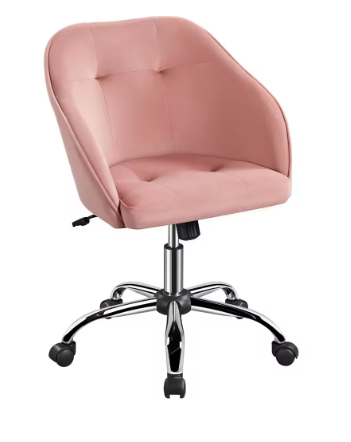 Comfy Desk Chair Cute Office Chair Pink Velvet Desk Chair Makeup Chairs Vanity Chairs with Back, Modern Swivel Computer Chairs