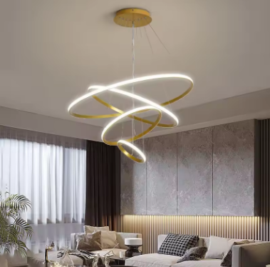 Modern Pendant Lamp Led Rings Circle Ceiling Hanging Chandelier Black Loft Living Dining Room Kitchen Indoor Lighting Fixture