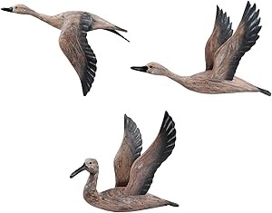 SeaHug Bird Wall Art,Large Wooden Wall Sculpture,Luxury Wall Decor for Housewarming Gift,Hand Carved 3D Goose Figurine,Relax Realistic Flying Migration Birds for Café Bar Hotel Decoration-3Pcs