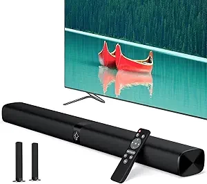 Sound Bar, 60W Sound Bar for Smart TV, 5.0 Bluetooth TV Sound Bar, Wired & Wireless Soundbar with Auto Volume Boost, ARC/Optical/AUX Connection, Detachable Soundbar